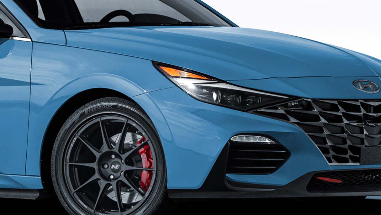 Big wheels and a lowered ride height give the i30 sedan an edgy stance.