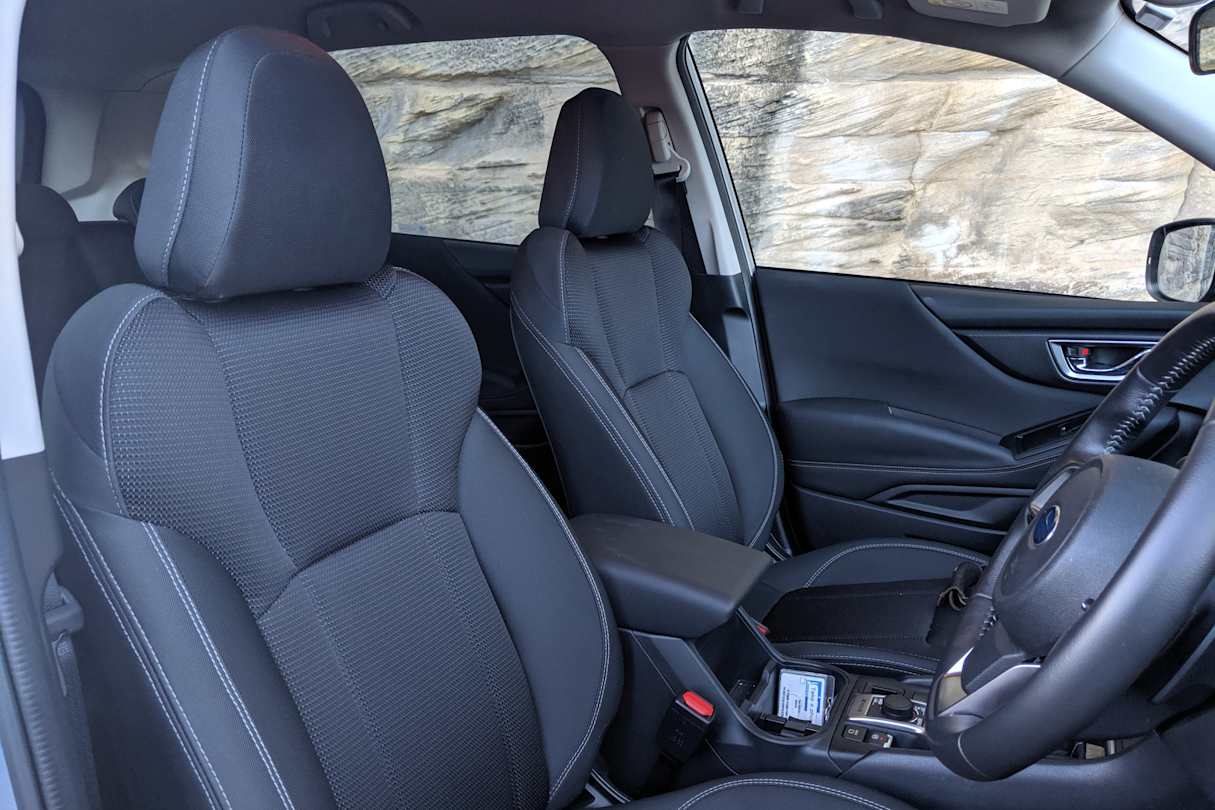 The seats are covered in a good-looking cloth material.
