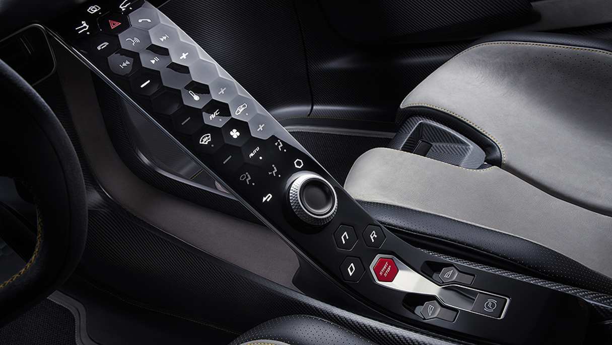 Cabin features can be controlled via a floating ‘ski slope-style’ centre console with touch-sensitive haptic feedback buttons.