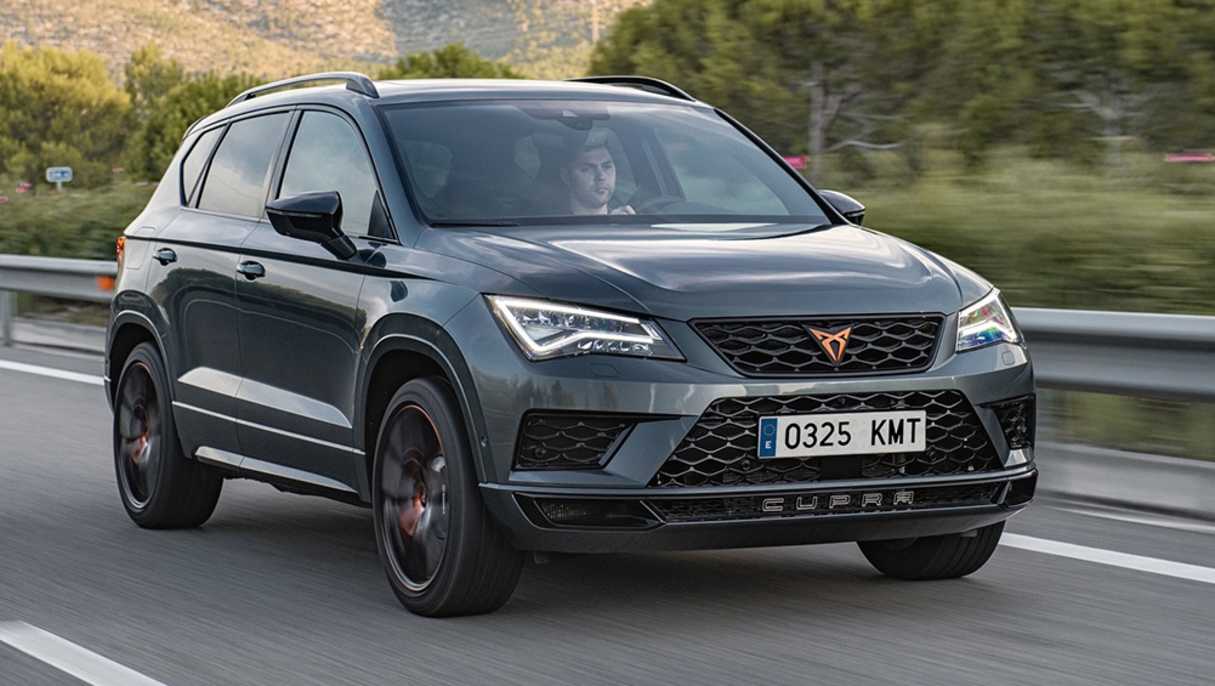 The SEAT Ateca is a small-to-mid-size SUV that shares its underpinnings with the VW Tiguan and Skoda Karoq.