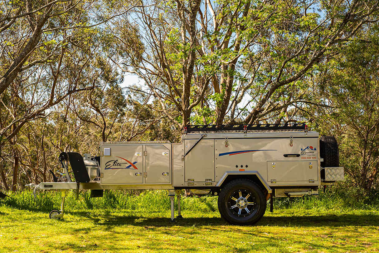 The Elite X is the biggest of Signature’s forward-fold camper trailers.
