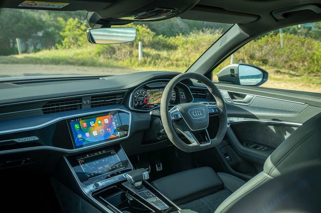 Upfront of the RS6 is a 10.1-inch multimedia touchscreen with navigation. (Image: Tom White)
