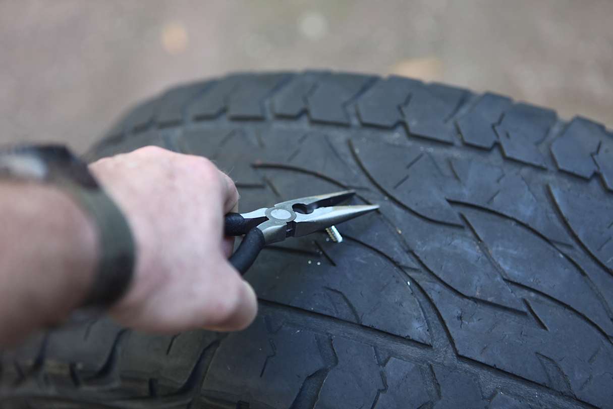 Remove the object that has caused the puncture.