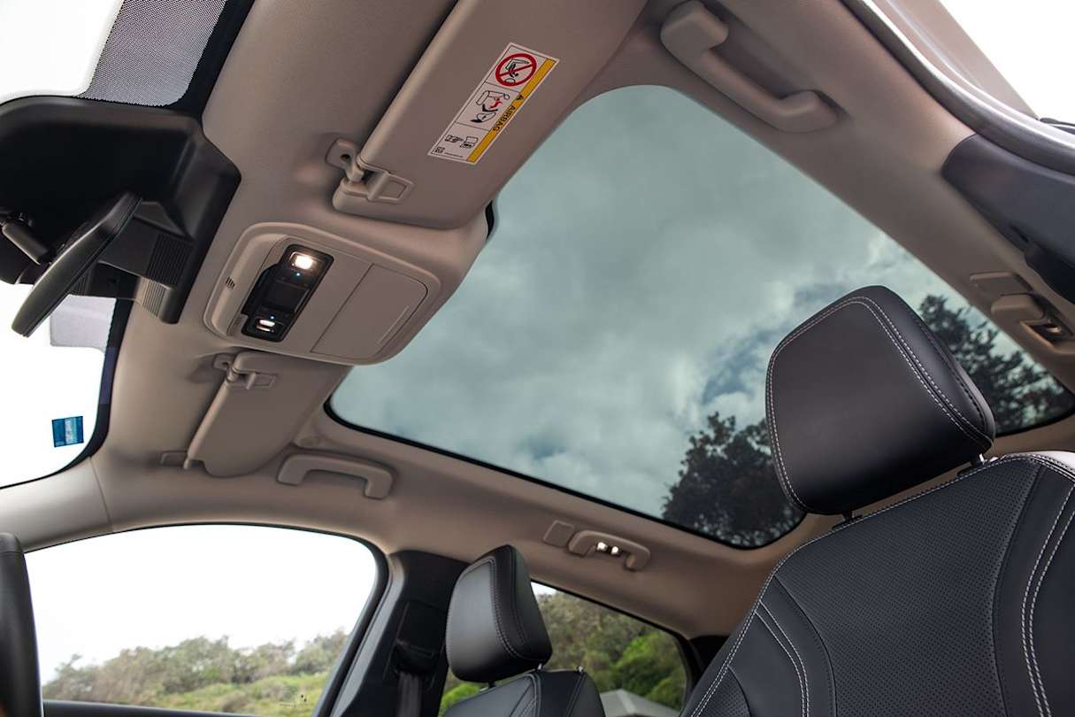 My main issue with the Mach-E this month was how its fixed glass roof has a habit of absolutely cooking the interior. (Image: Tom White)