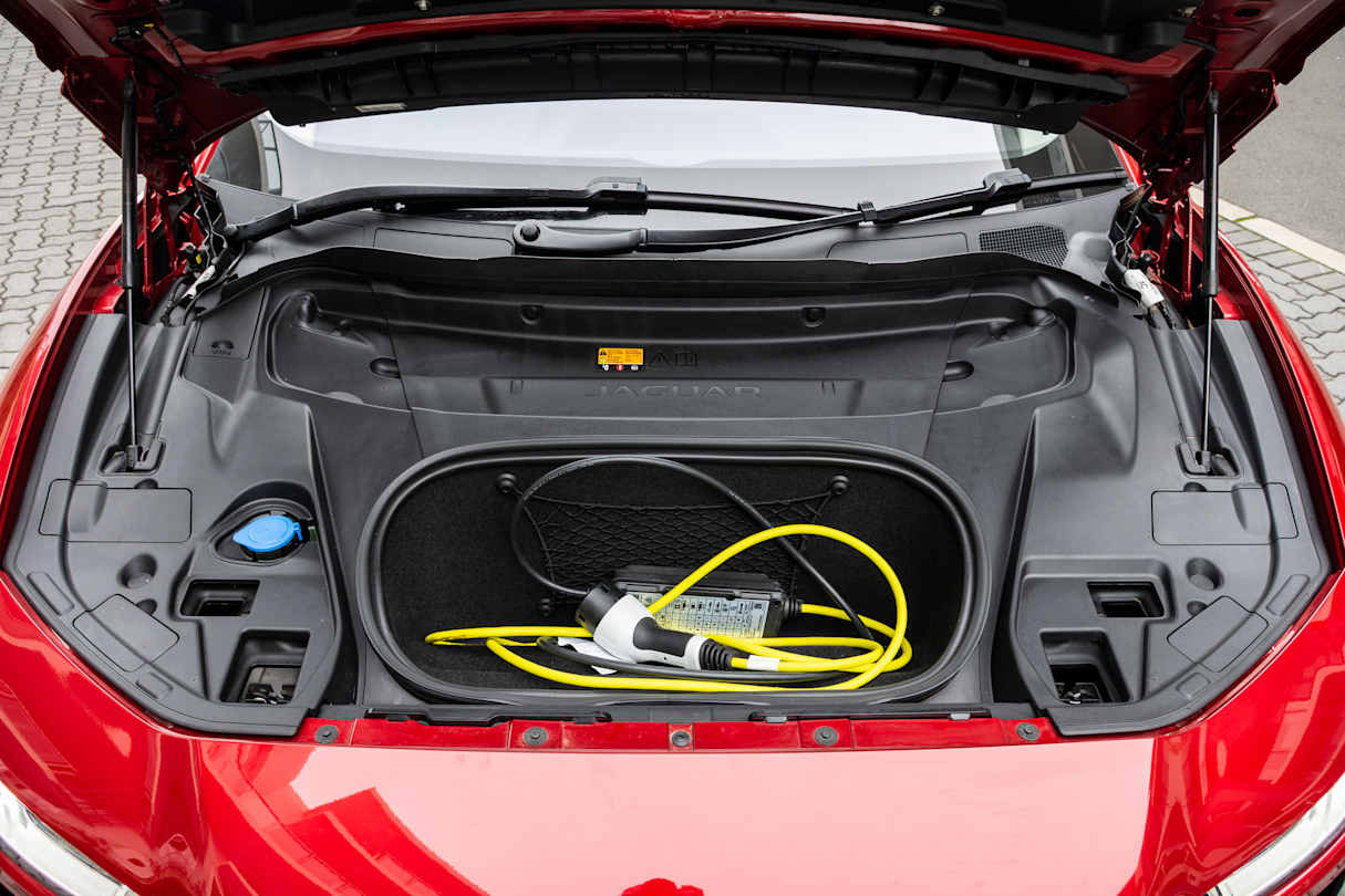 There’s a small storage area under the bonnet for a charging cable.