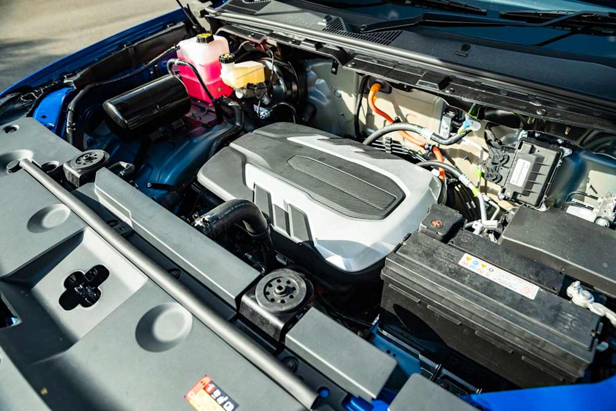 Under the bonnet is an electric motor that produces 130kW/310Nm.  (Image: Tom White)