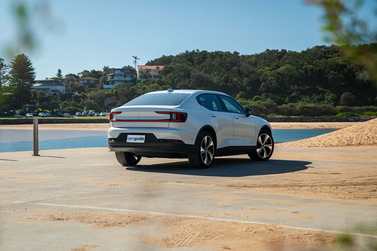 The Polestar 2 has a feline stance, an athletic steering feel, and solid handling. (Image: Tom White)