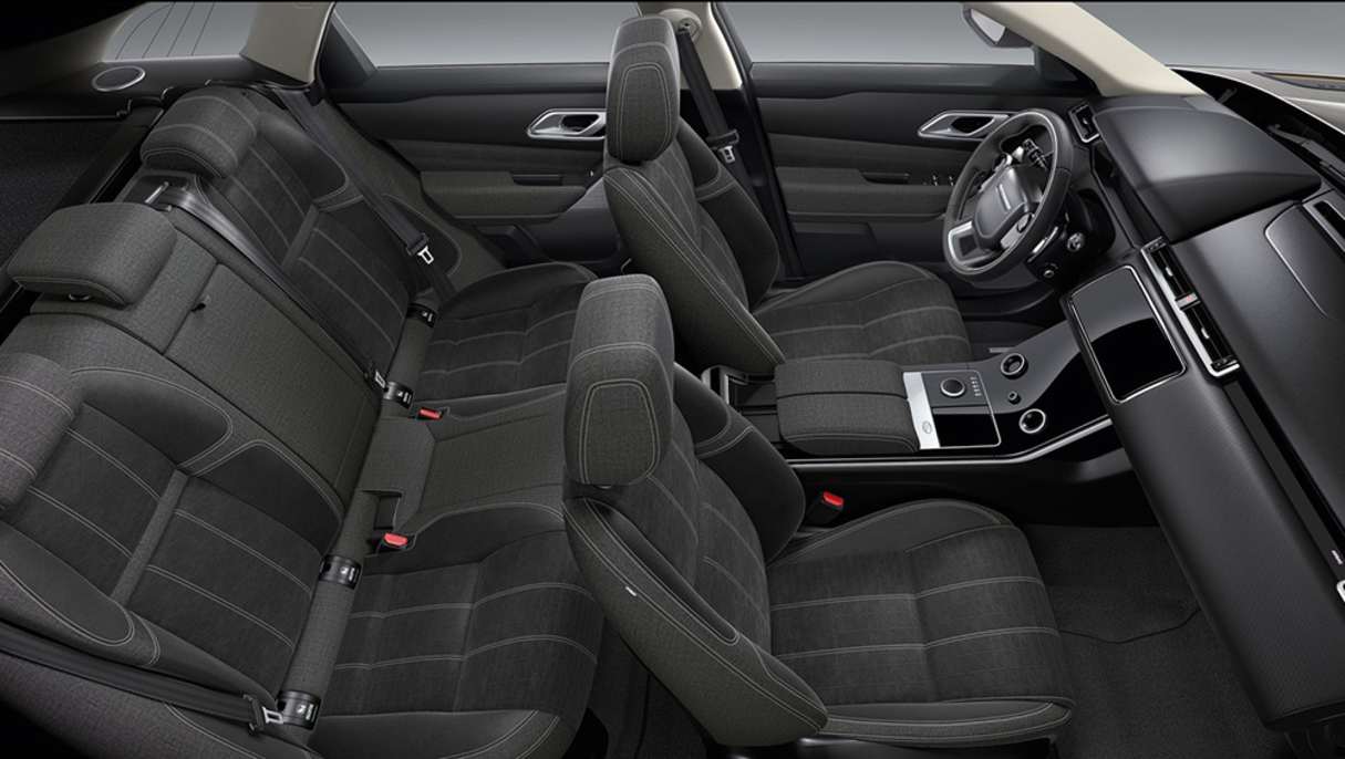 The new Range Rover Velar offers the option of a premium cloth interior as an alternative to leather.