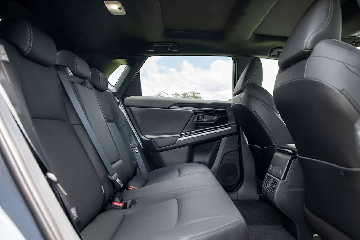The back seat offers me, at 182cm tall, plenty of room behind my own front seating position. Legroom is voluminous, while headroom is about on-par, even with the sunroof. (Image: Tom White)