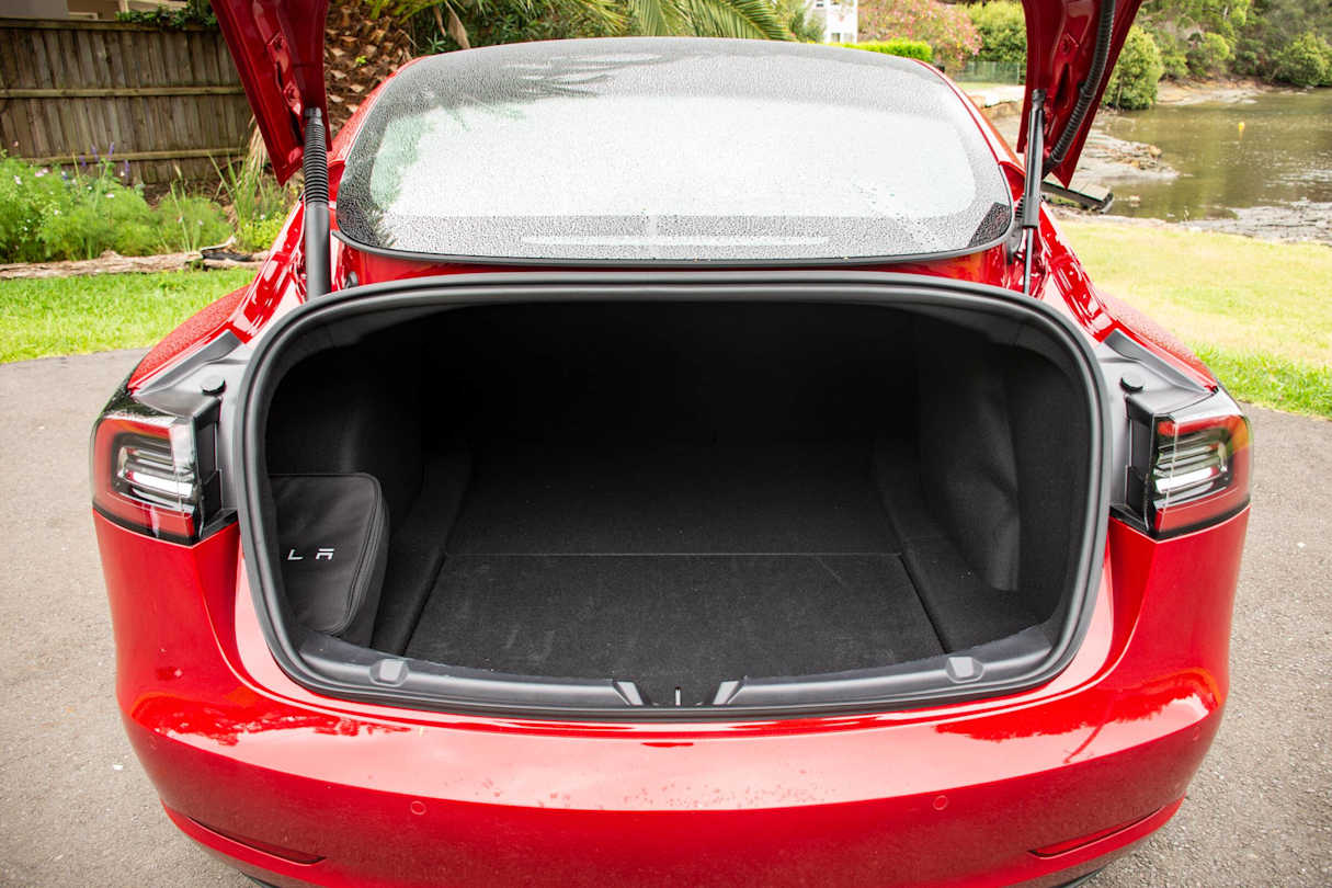 Tesla has added a motorised tailgate, and available space comes in at 425 litres.