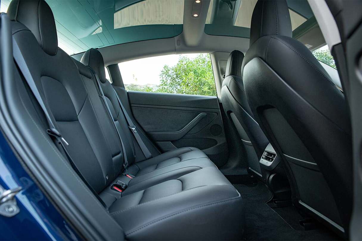 The back seat is a less impressive story, with a more confined space courtesy of a descending roofline and seats which have bases much taller than in the front. (Image: Tom White)