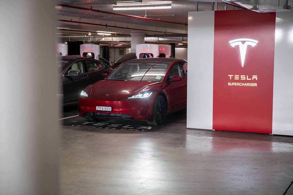 On a Supercharger unit, expect a 10 - 80 per cent charge in around 31 minutes. (Image: Tom White)