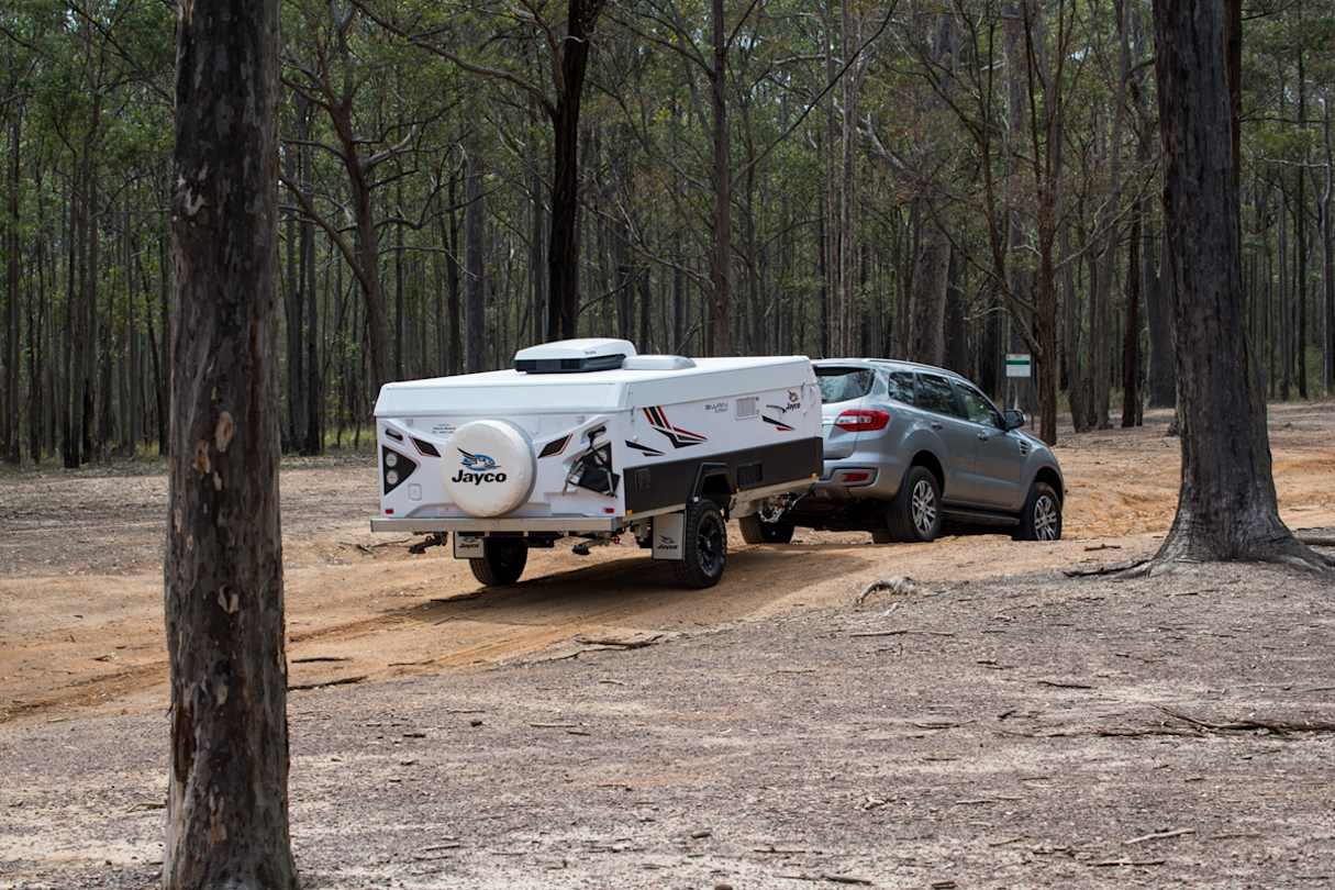 This Ford Everest can easily tow this 1285kg Jayco Swan Outback. (image credit: Brendan Batty)