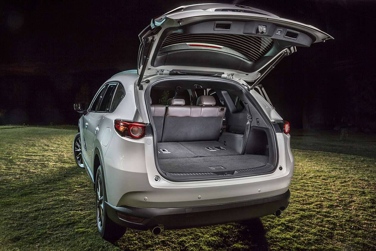 This expands to 742 litres VDA, or a much bigger space than the CX-5 with the third row folded. (CX-8 Asaki pictured)