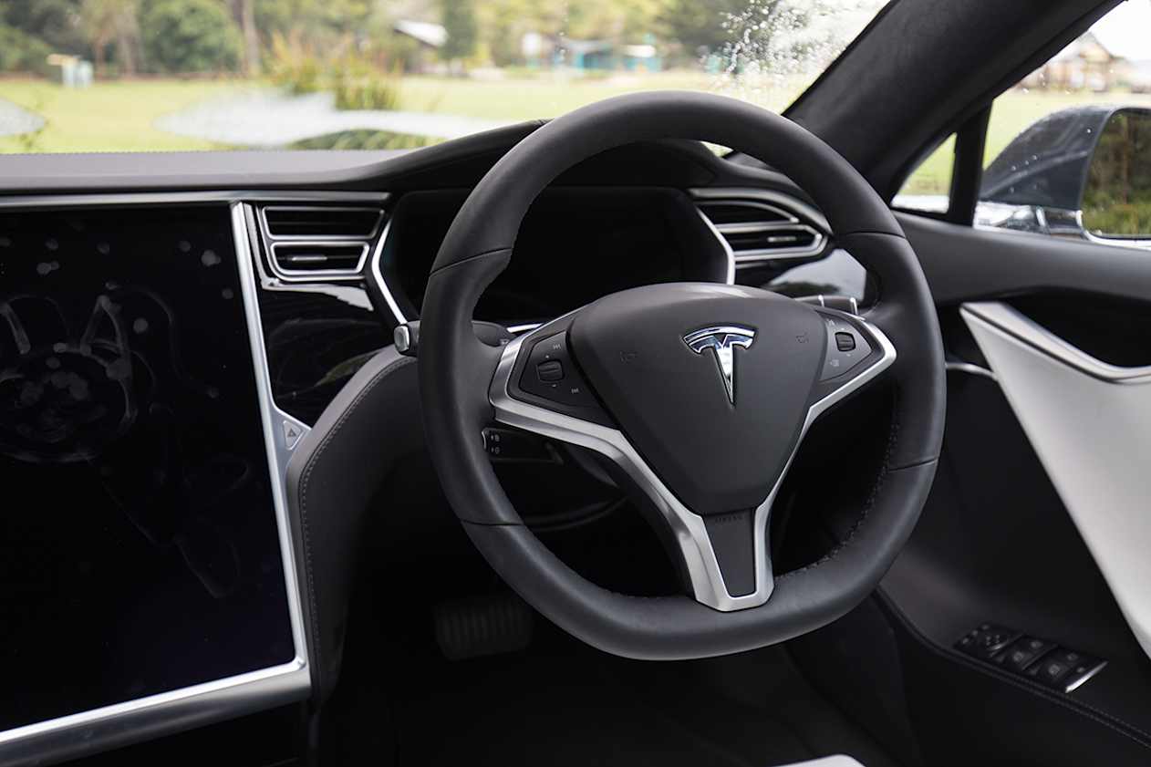 Inside is lush. The Model S I tested came with a sharp black and white interior which is a classic colour combination that works brilliantly.