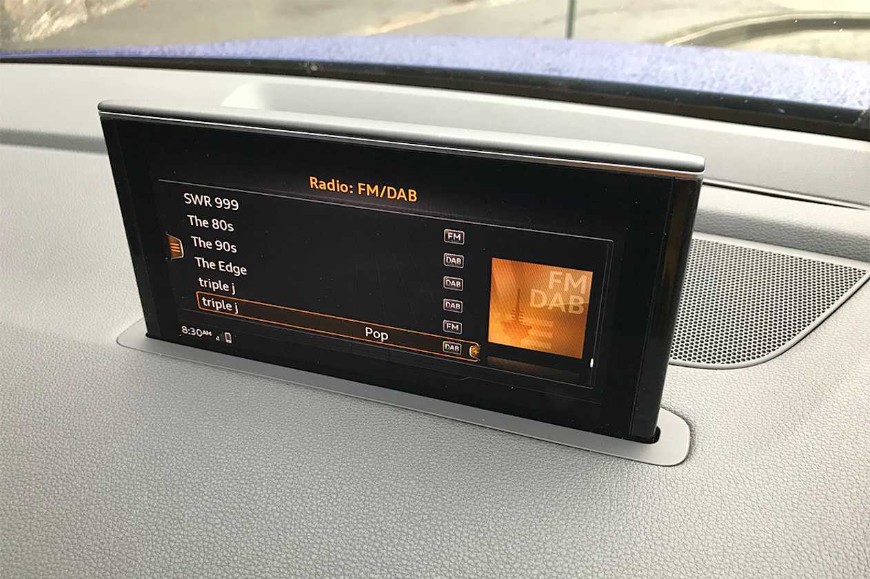The 8.3-inch high-res touchscreen controls the DAB+ digital radio, and nav. 