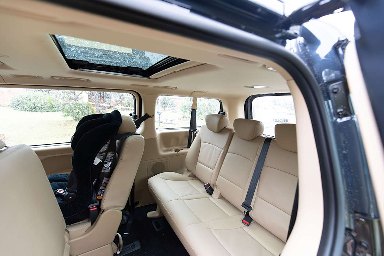 There is a heap of space in the third row - but children's car seat fixtures are only in the middle row.