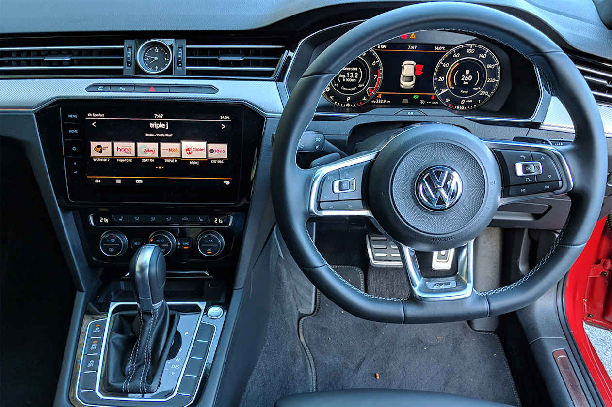 Inside the ARTEON there is an 8.0-inch touchscreen media system, with a built in sat nav. (image credit: Dan Pugh)