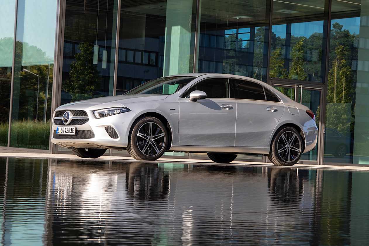 Mercedes’ press material doesn’t state capacity figures for the A 250 e hatch and sedan, but the difference is said to be minimal. (sedan pictured)