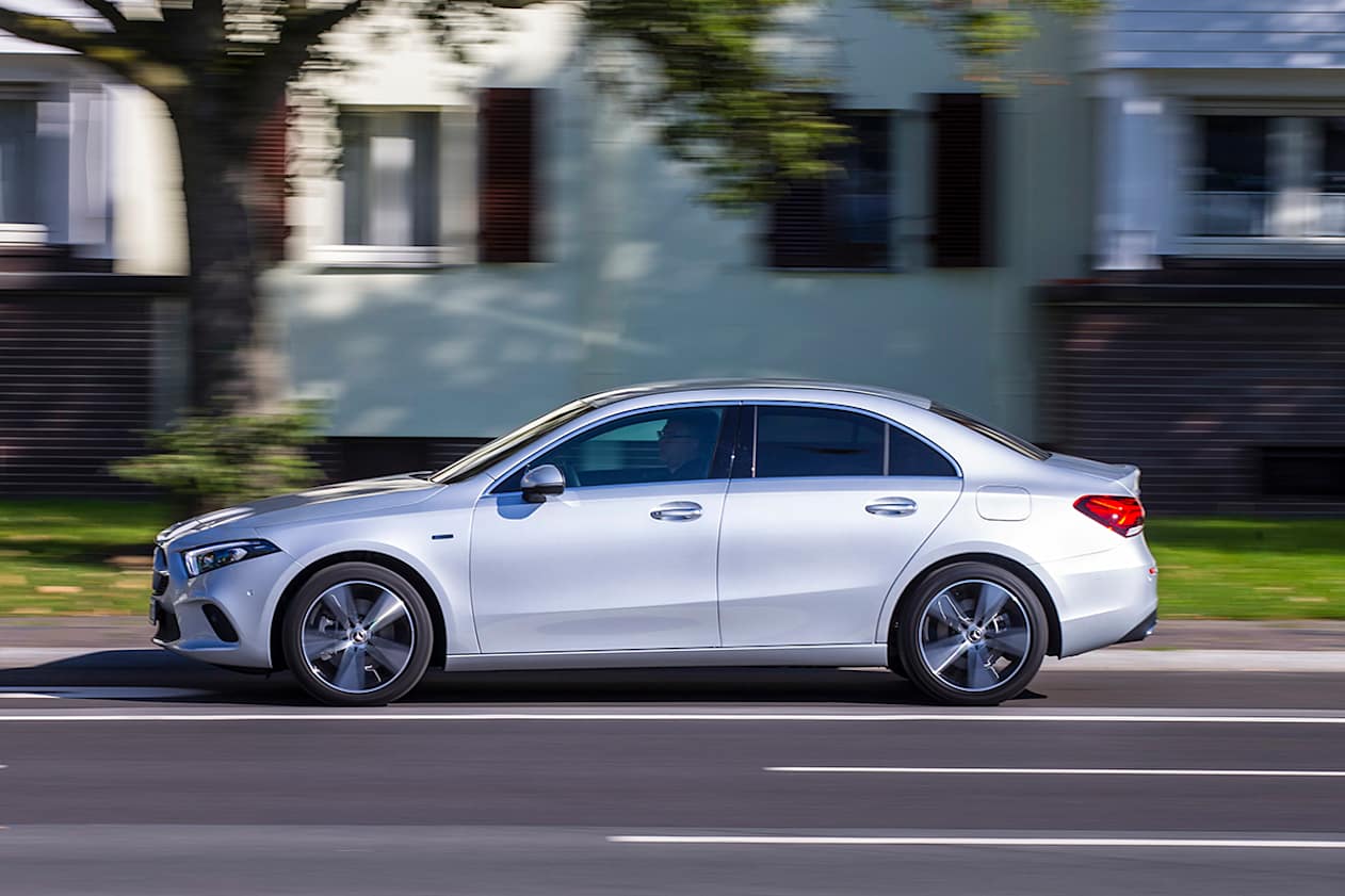 Mercedes’ press material doesn’t state capacity figures for the A 250 e hatch and sedan, but the difference is said to be minimal. (sedan pictured)