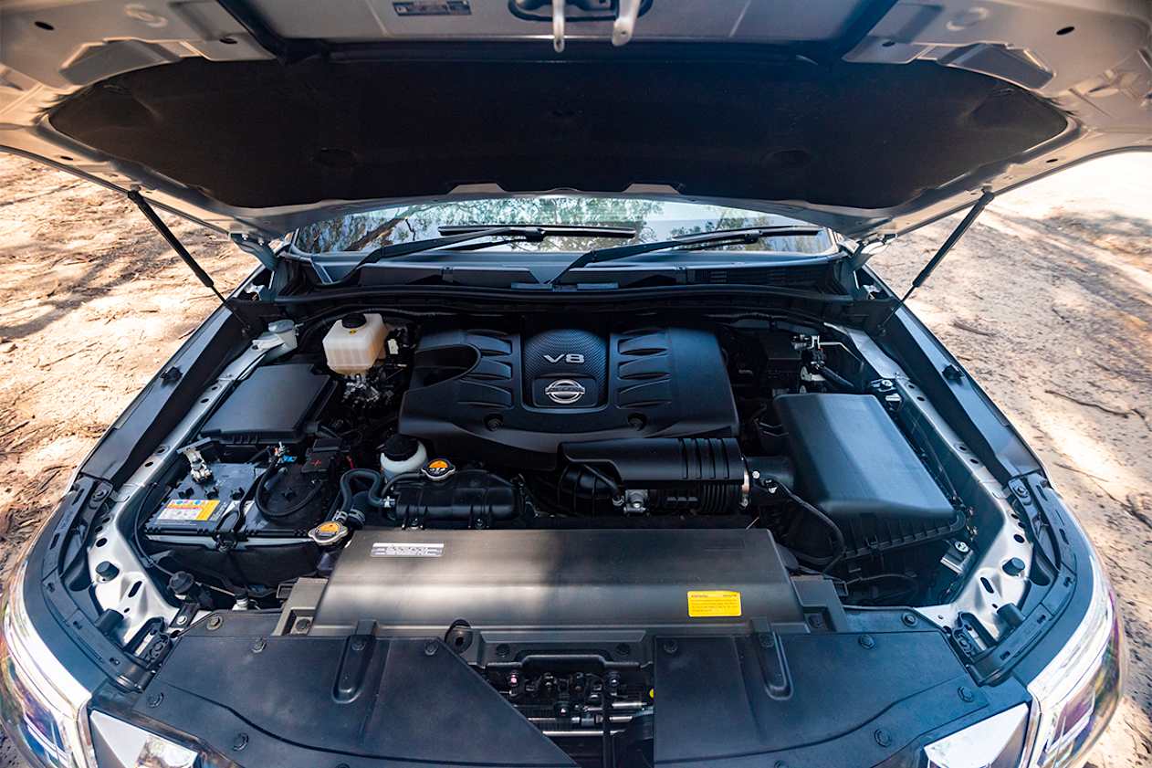 The Patrol makes extremely good use of a 5.6-litre petrol V8 engine.