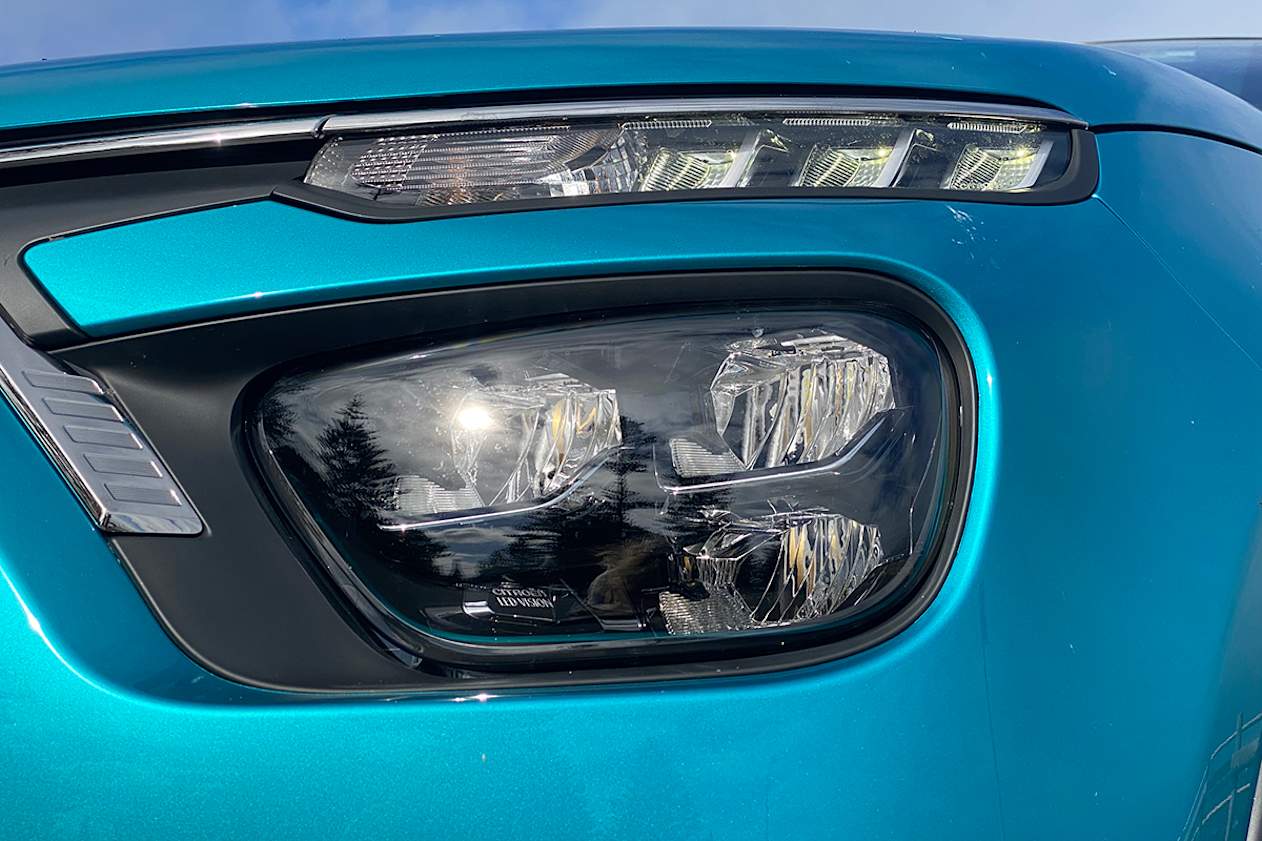 It has auto LED headlights and LED daytime running lights.