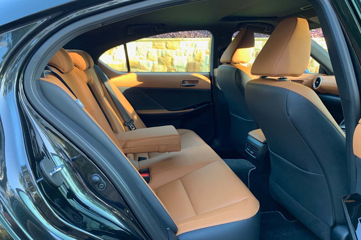 There are five seats in the Lexus IS (pictured: IS300h Luxury).