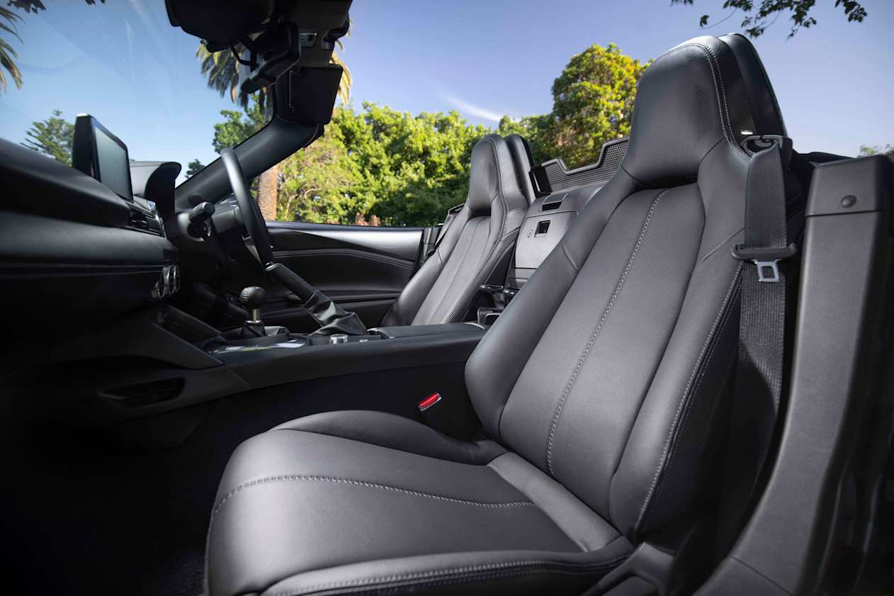 The GT RS features black leather upholstery on its seats.