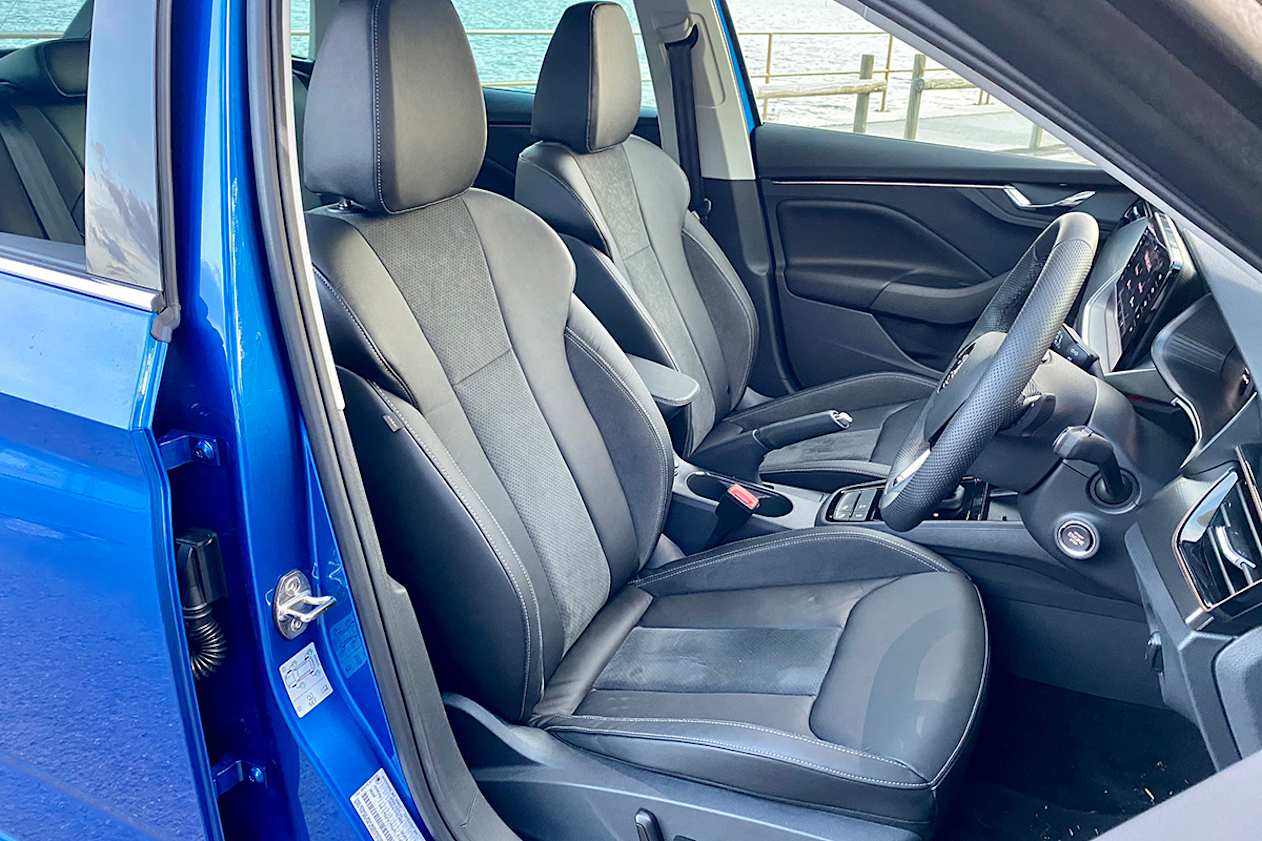 It has leather and synthetic suede seats. (image: Peter Anderson)