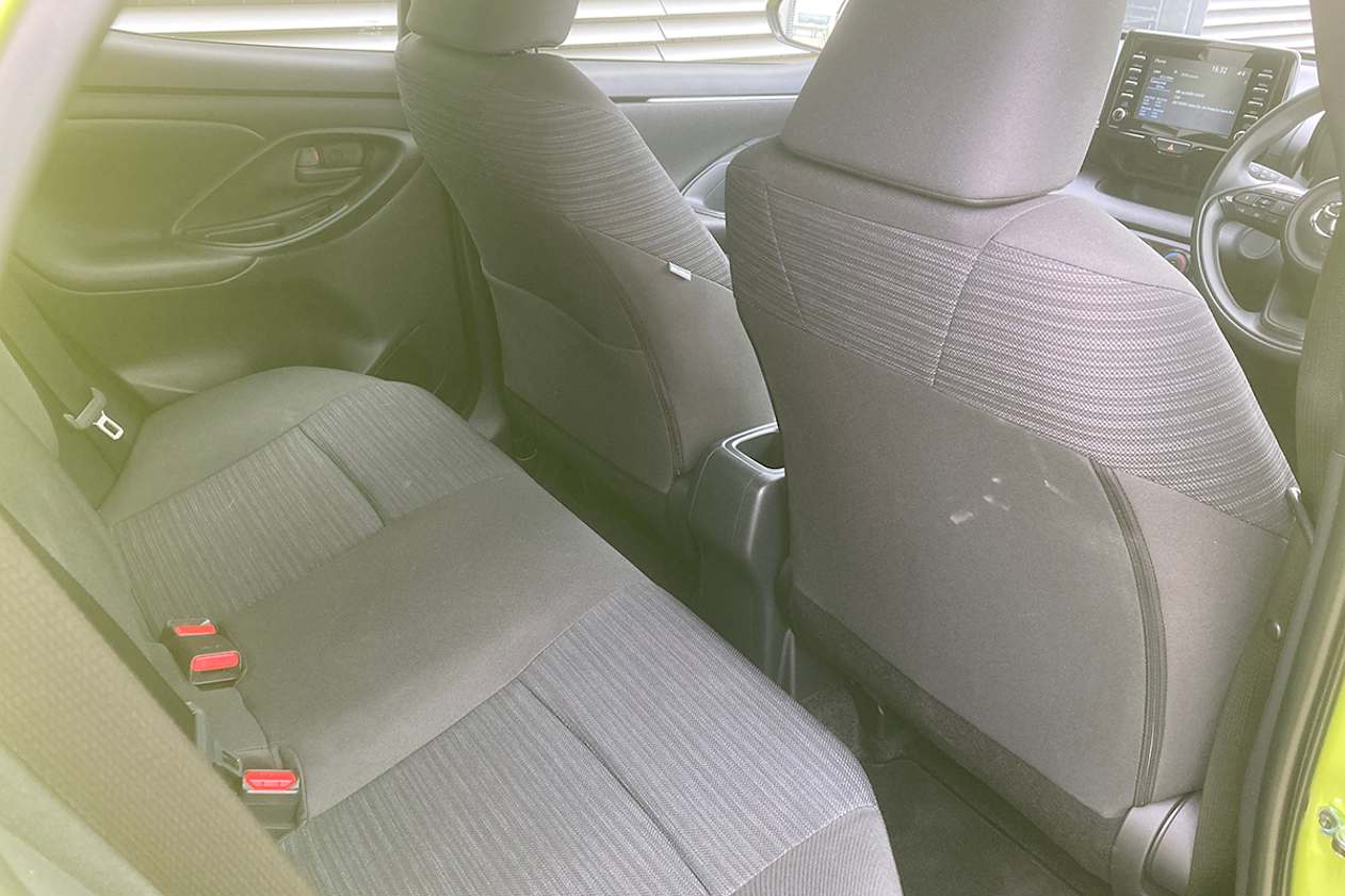 The back row is comfier and roomier than we remember in any previous Toyota supermini.