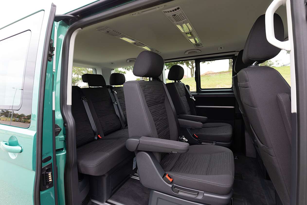 Volkswagen's done away with the bench seat on both rows.