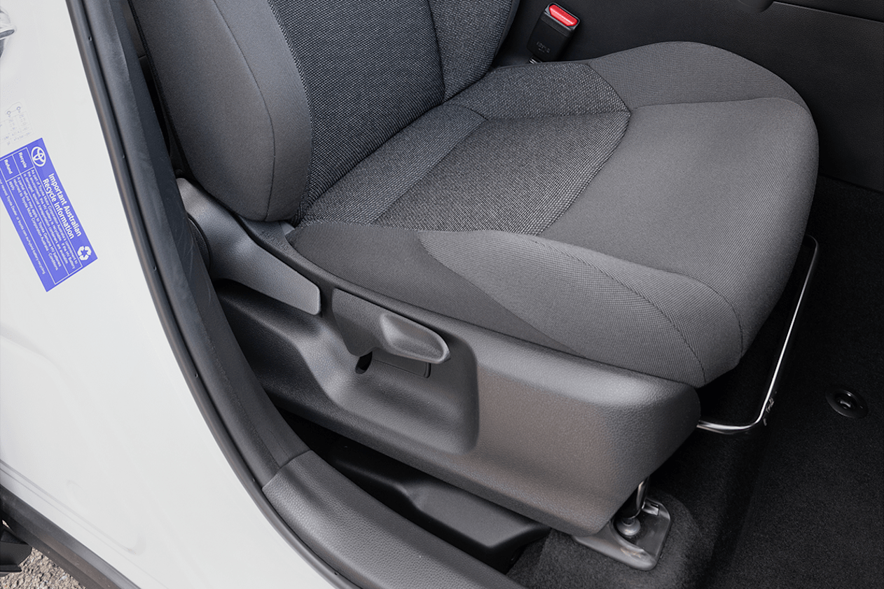 The GXL has manually adjustable seats with recycled fabric.