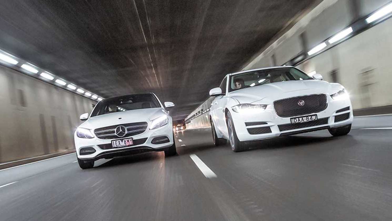2015 Jaguar XE Prestige and Mercedes-Benz C200