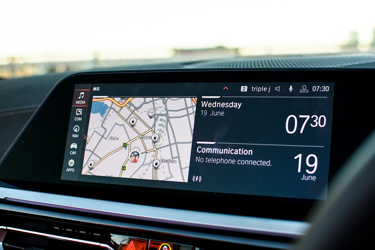 The massive 10.25 inch multimedia screen is neat, and has built-in nav, but no Apple CarPlay or Android Auto. (image credit: Tom White).