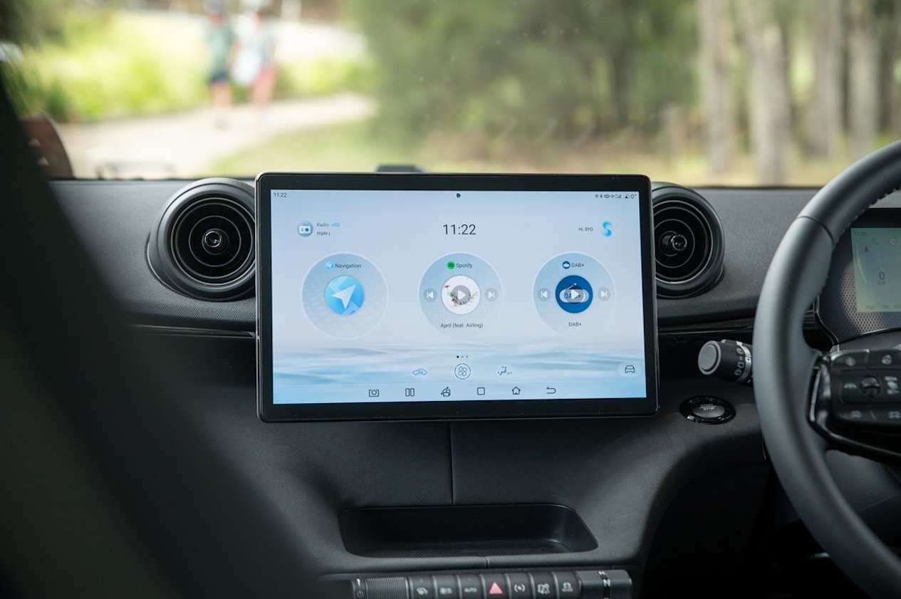 The Dolphin's interior space is designed around the giant multimedia panel. (Image: Tom White)