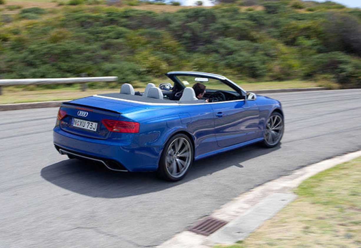 Zero to 100 km/h can be reached in 4.9 seconds, around half a second slower than the coupe. That’s partly due to the extra weight of the open-top car, but aerodynamics may come into it as well.