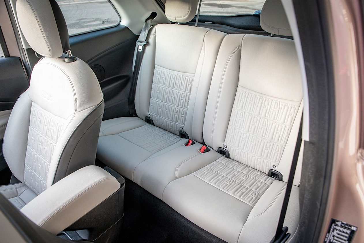 The seats themselves feel a cut above your average small car seats with nice side bolstering, very neat and intricate FIAT-branded detailing. (Image: Tom White)
