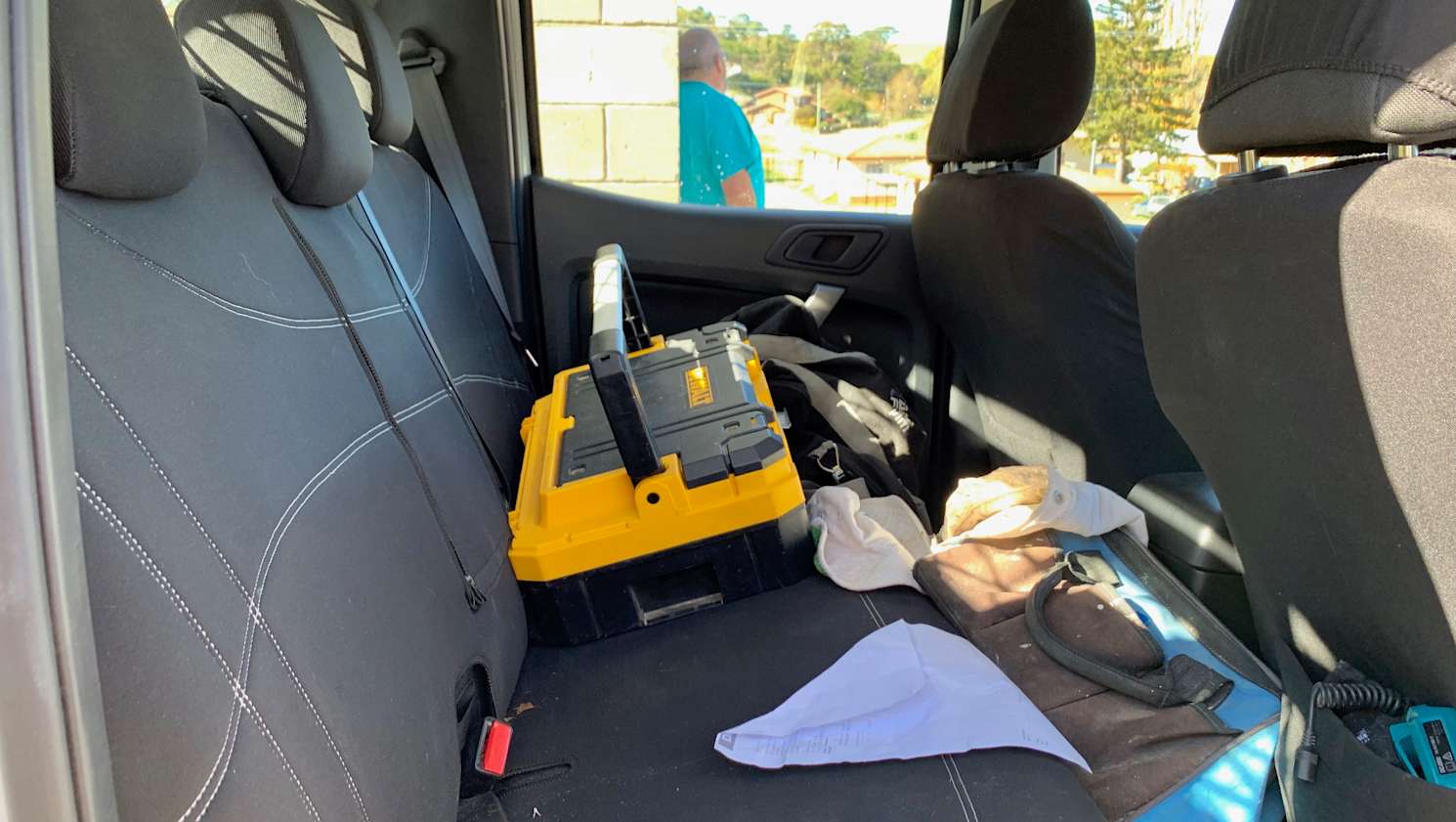 Having a small crew of four tradies, the Ranger has the leg room and comfort for the guys in the back.