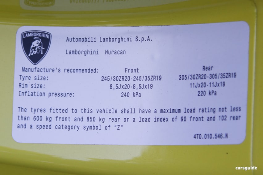 Huracan 2017 Tyre Pressure CarsGuide