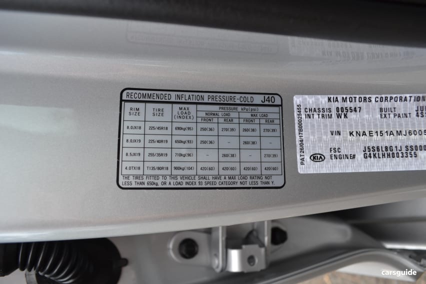 Kia Stinger 2017 Tyre Pressure CarsGuide