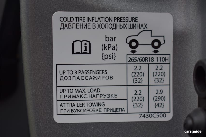 Mitsubishi Triton 2020 Tyre Placard