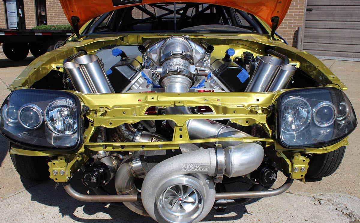 Forget the 2JZ this Supra has a Hemi V8 with a ridiculous turbo