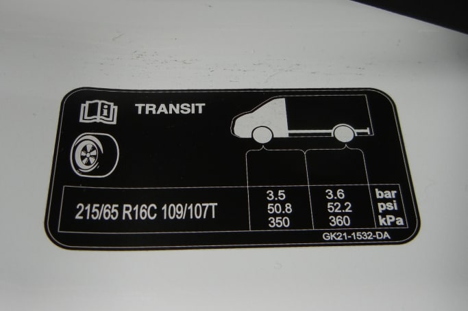 tyre pressure ford transit connect 2016