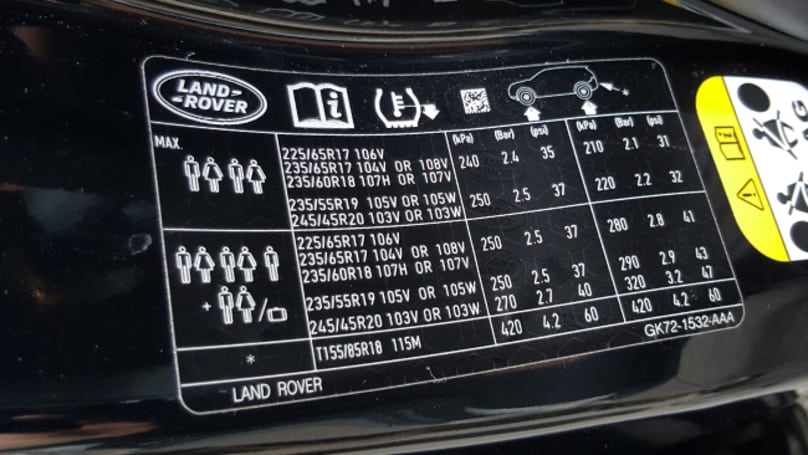 Land Rover Discovery Tire Size Chart