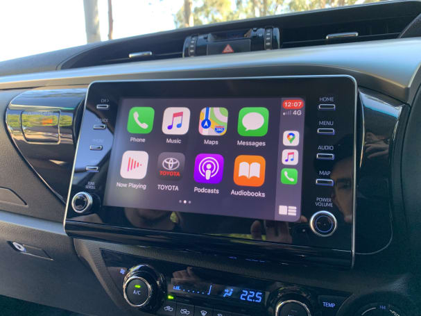 The HiLux has an 8.0-inch touchscreen.  (image credit: Glen Sullivan)