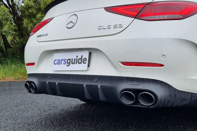 From the rear, quad-exhaust tips hint at the CLS’s sporty intentions. (Image: Tung Nguyen)