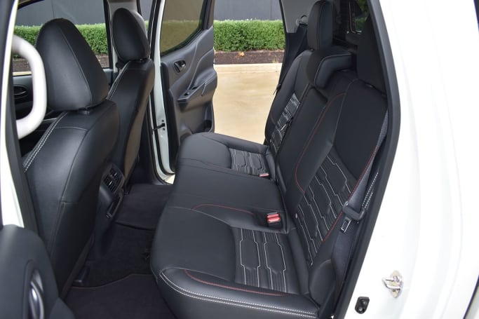 The rear seat’s base cushion can swing upwards through 90 degrees and be stored vertically. (image: Mark Oastler)