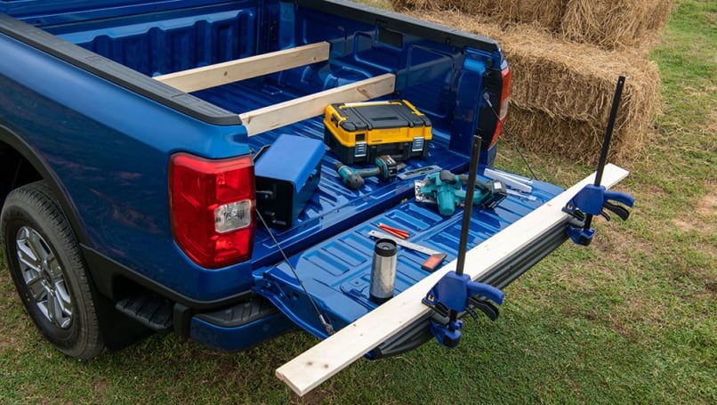 There's an integrated workbench in the restyled tailgate.