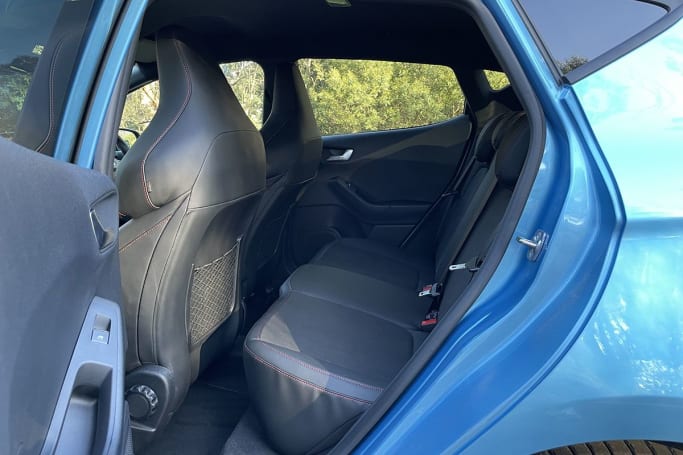 The rear seats are flat and the Fiesta has outboard ISOFIX points for child seats. (image: Tim Nicholson)
