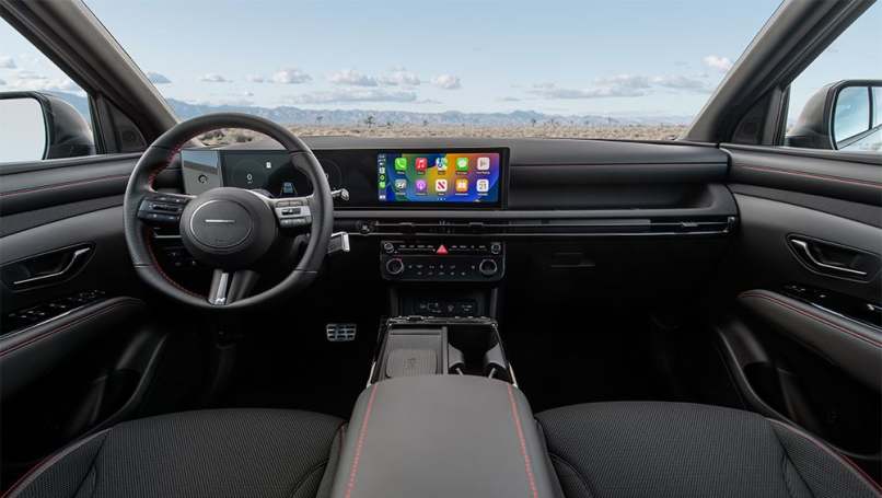 Features new dual 12.3-inch screens for the infotainment and instrument display, with wireless Apple CarPlay, a revised air-conditioning system with physical buttons as well as the previously reported interior styling changes.